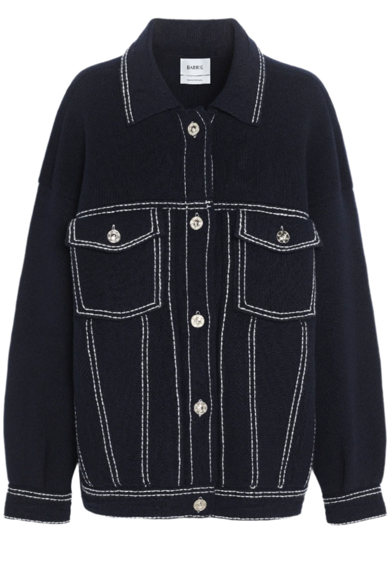 Cashmere Oversized "Denim" Jacket - Navy Whipstitch