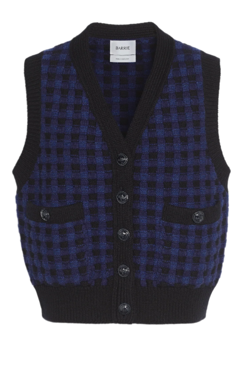 Sleeveless Cardigan - Dark Navy/British Blue