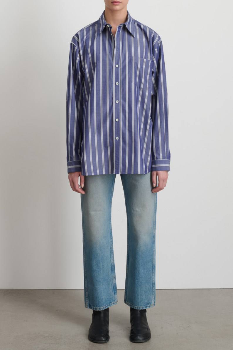 Nolan Shirt - Indigo White Stripe