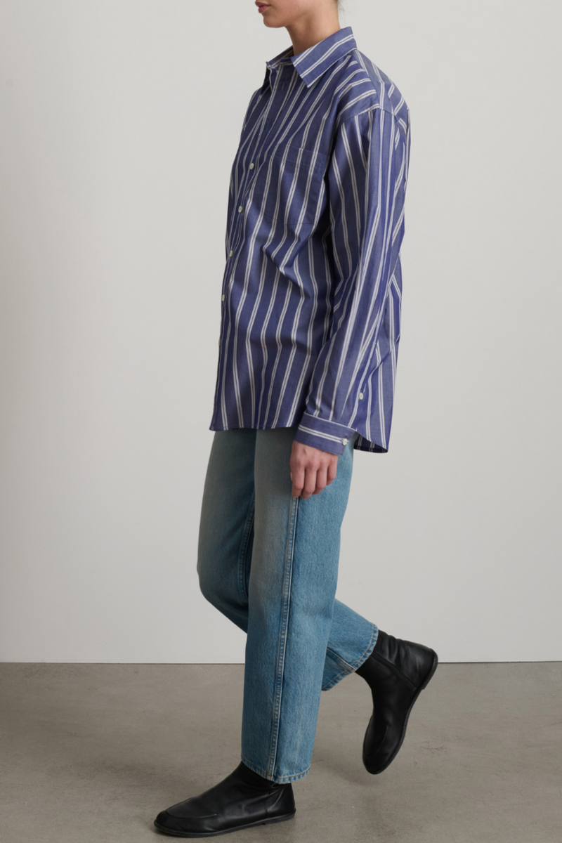 Nolan Shirt - Indigo White Stripe