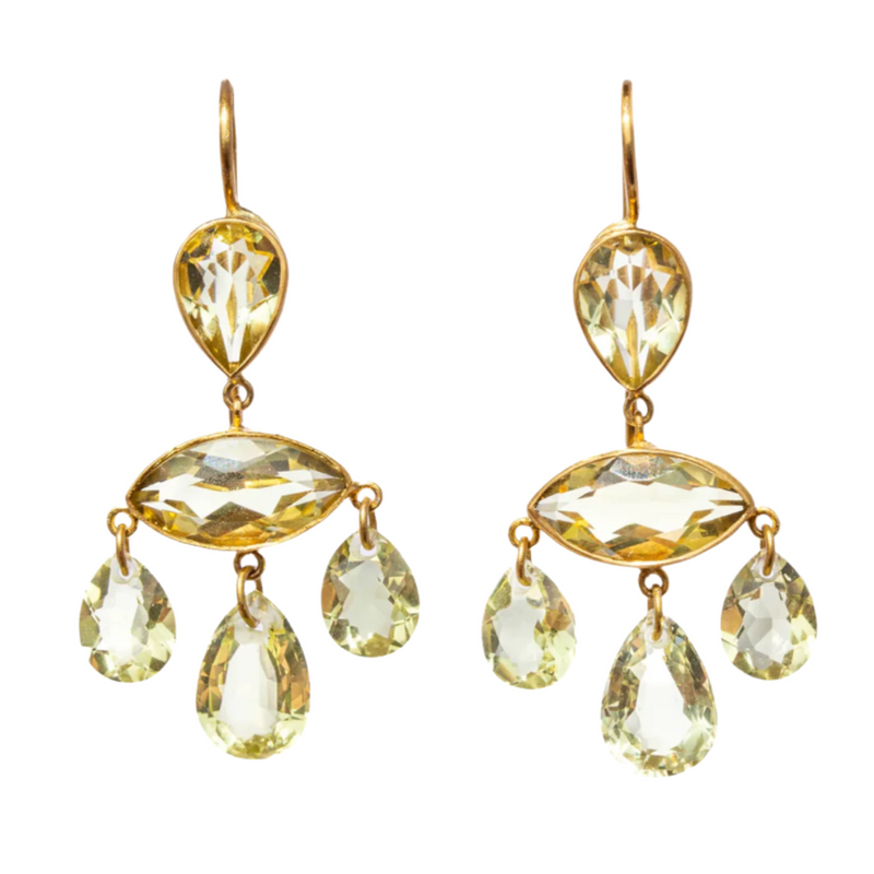 Small Marquise D'Estrees Earrings - Lemon Quartz