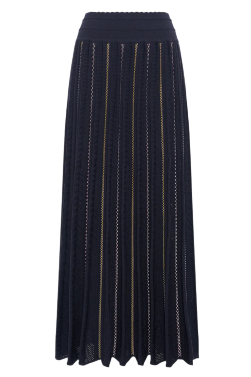 Faire Isle Jacquard Knit Long Skirt - Midnight-Multi