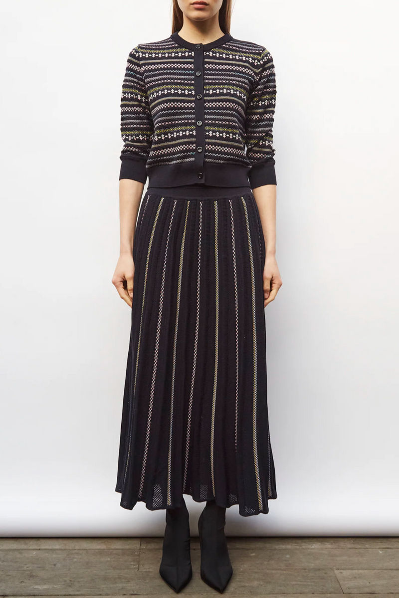 Faire Isle Jacquard Knit Long Skirt - Midnight-Multi