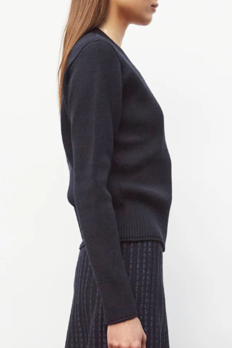 Full Knit V-Neck Sweater - Midnight