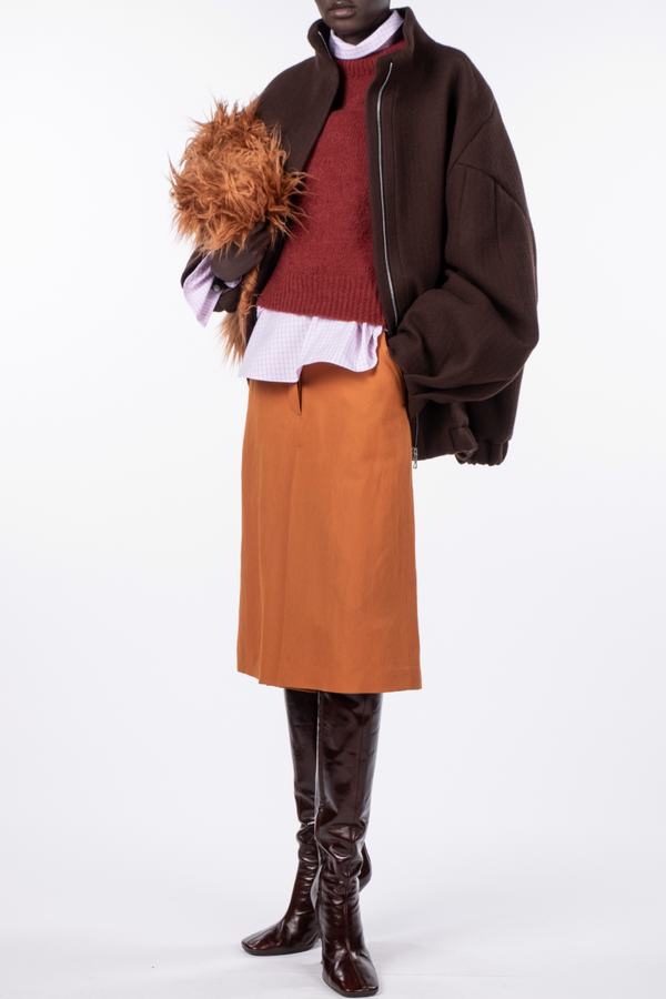 Brushed Wool Voles Jacket - Brown