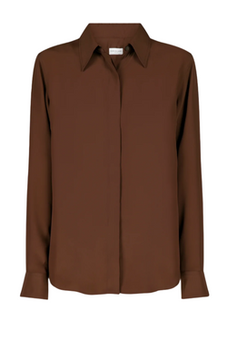 Silk Crepe Chowy Shirt - Brown