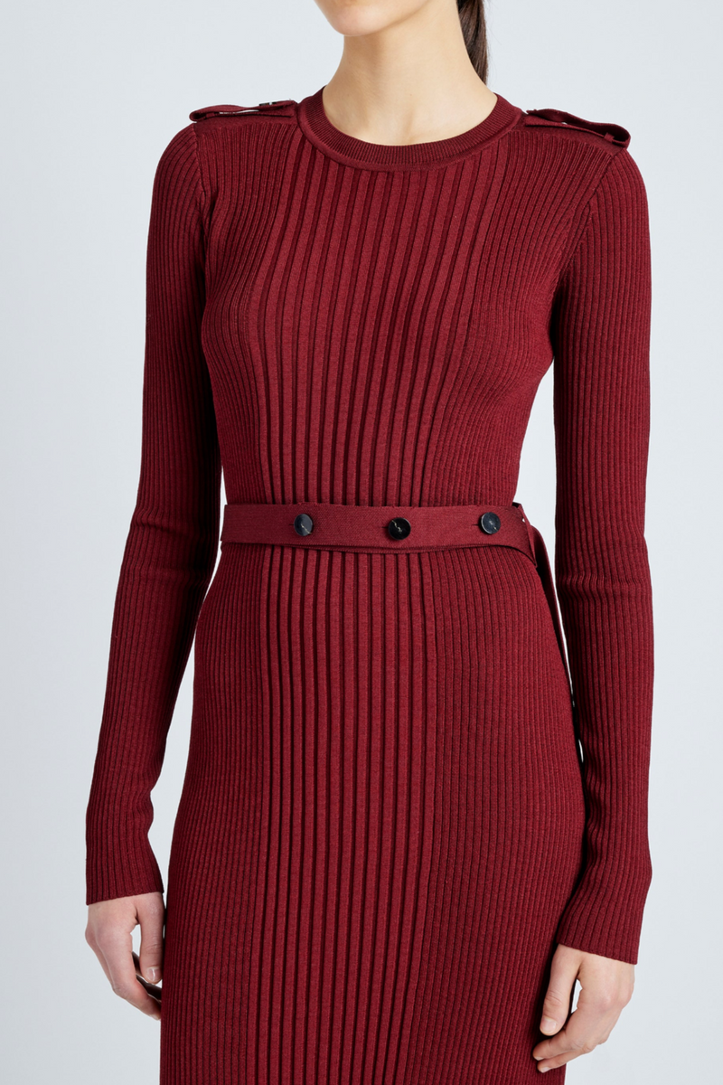 Lauryn Dress in Silk Viscose Knit - Dark Red