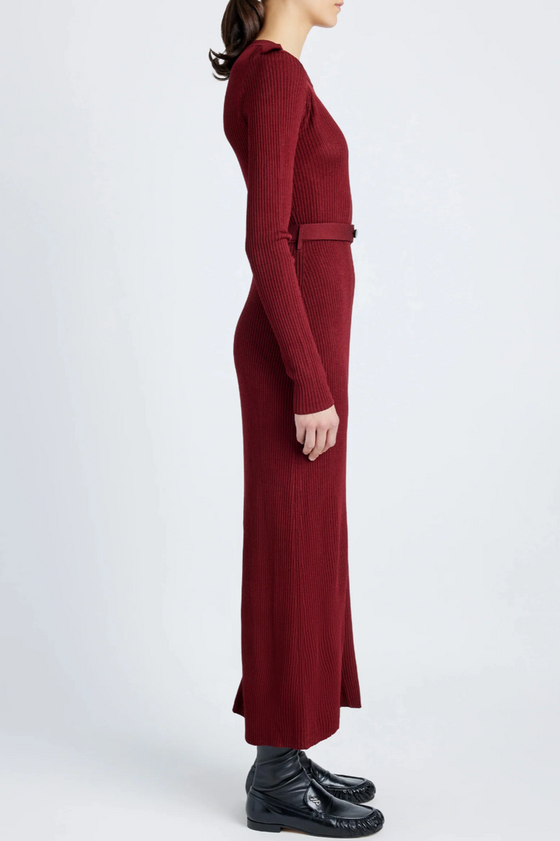 Lauryn Dress in Silk Viscose Knit - Dark Red