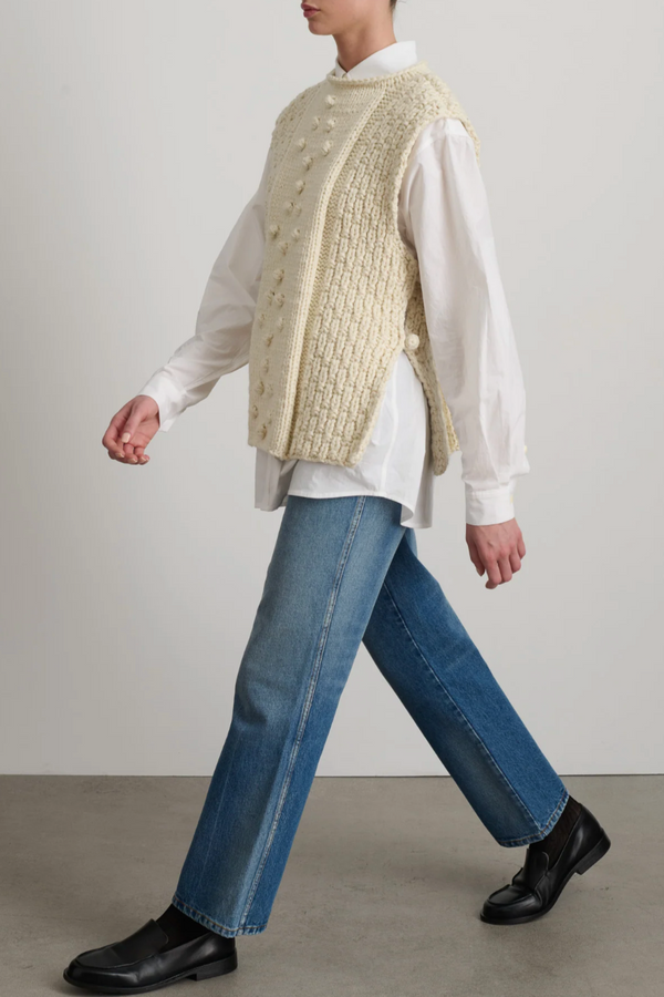 Hand Knit Gilet - Natural Wood