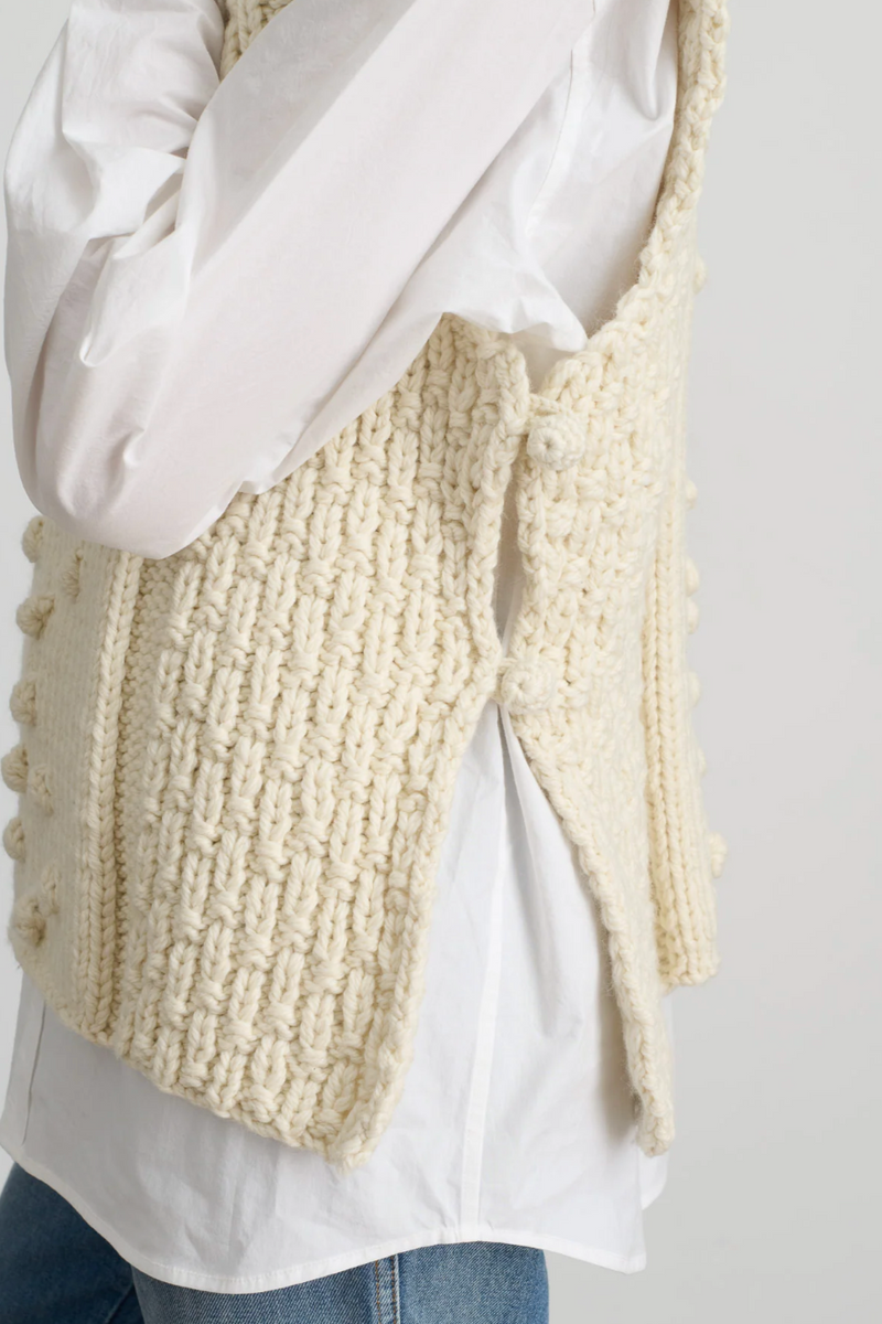 Hand Knit Gilet - Natural Wood