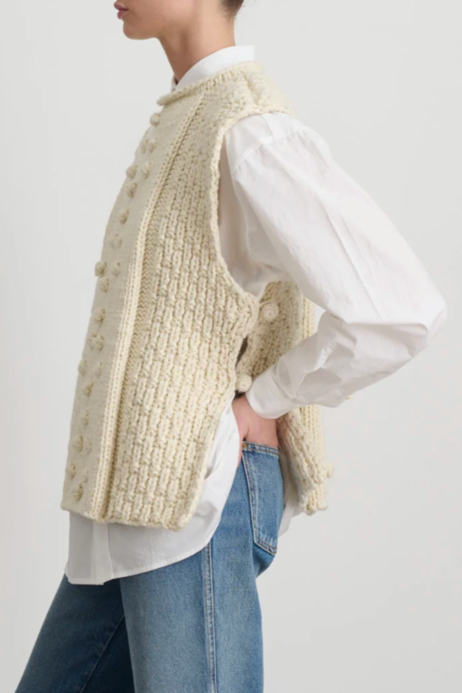 Hand Knit Gilet - Natural Wood