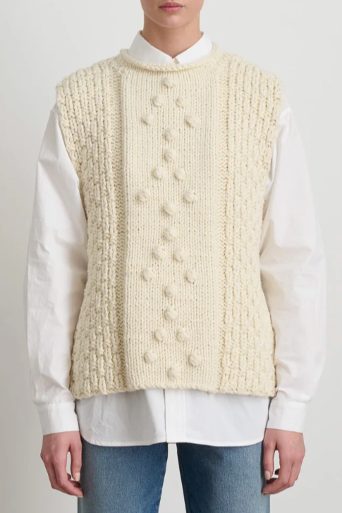 Hand Knit Gilet - Natural Wood