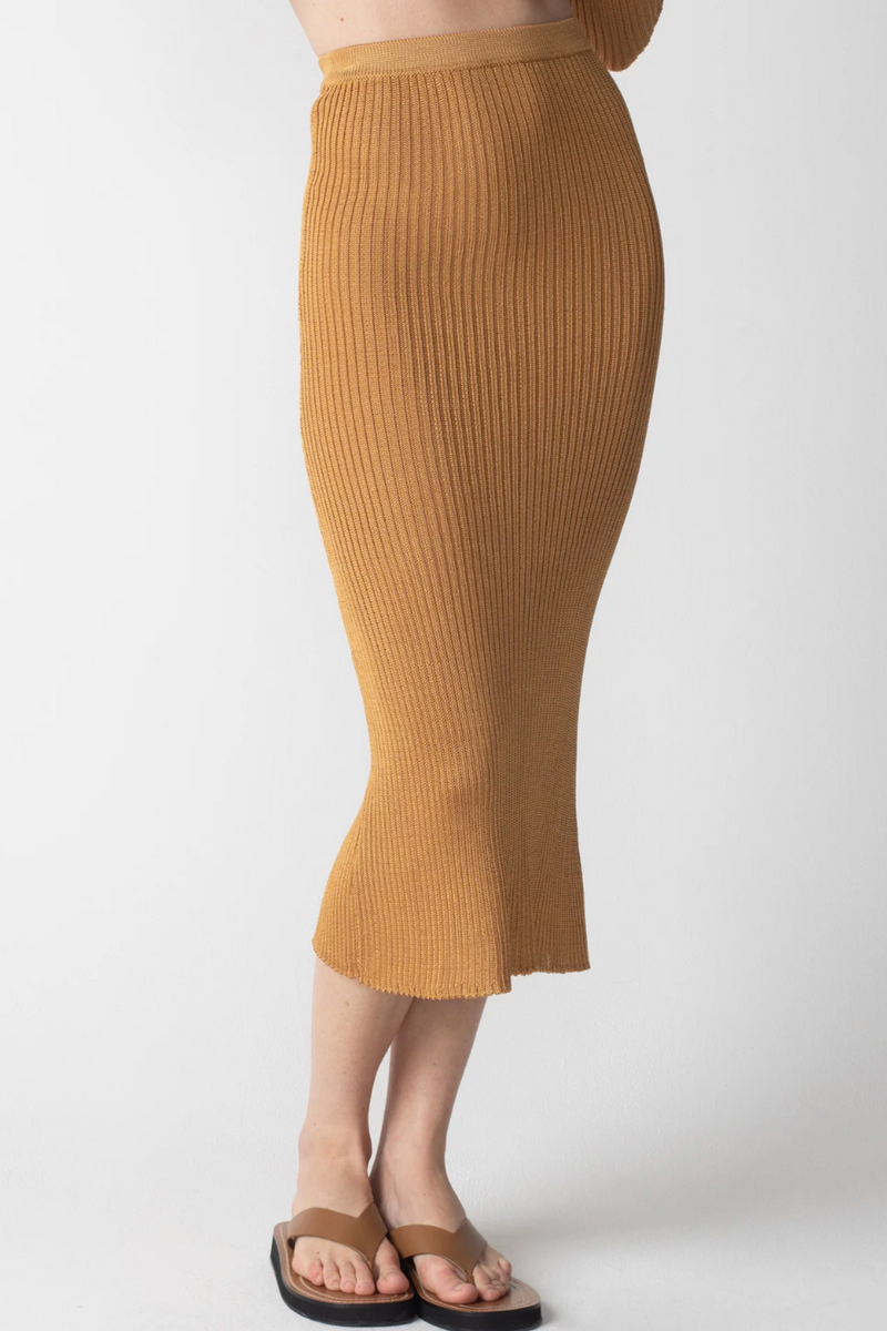 Ribbed Skirt - Camel