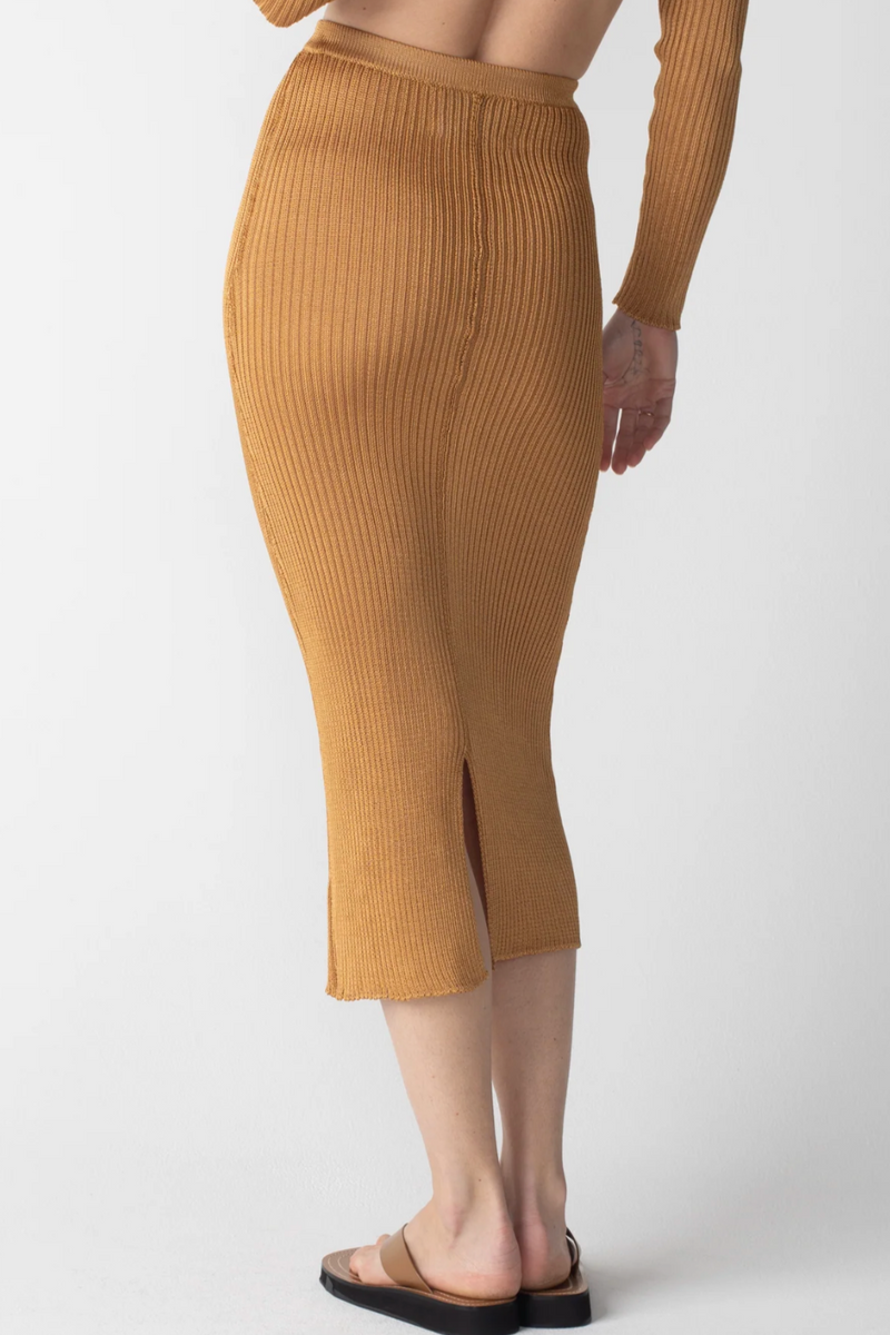 Ribbed Skirt - Camel