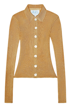 Ribbed Long Sleeve Cardigan - Camel