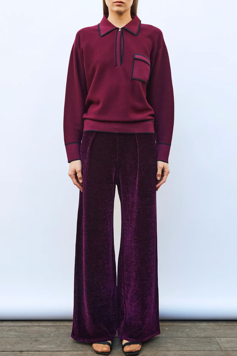 Slick Knit Collared Shirt - Plum/Midnight