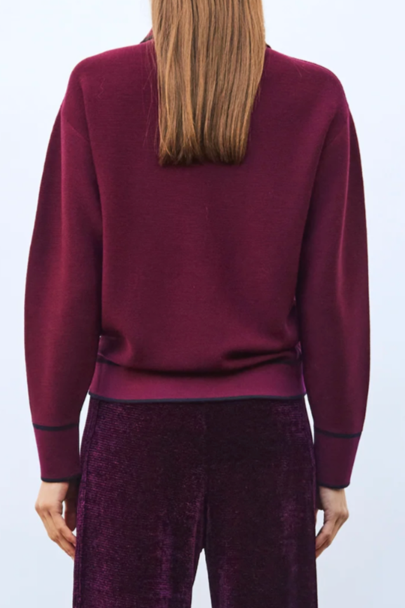 Slick Knit Collared Shirt - Plum/Midnight