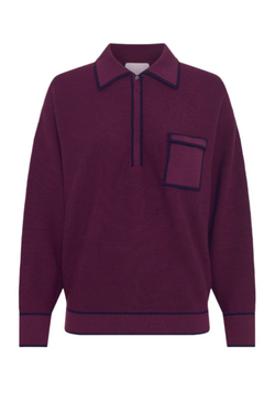 Slick Knit Collared Shirt - Plum/Midnight