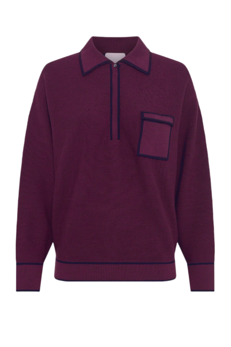 Slick Knit Collared Shirt - Plum/Midnight