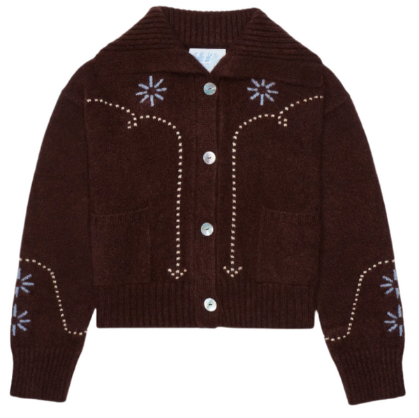 Cashmere Western Cardigan - Chocolate Multi