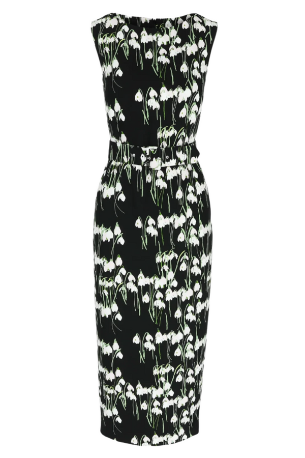 Lucille Midi Dress - Black Snowdrop