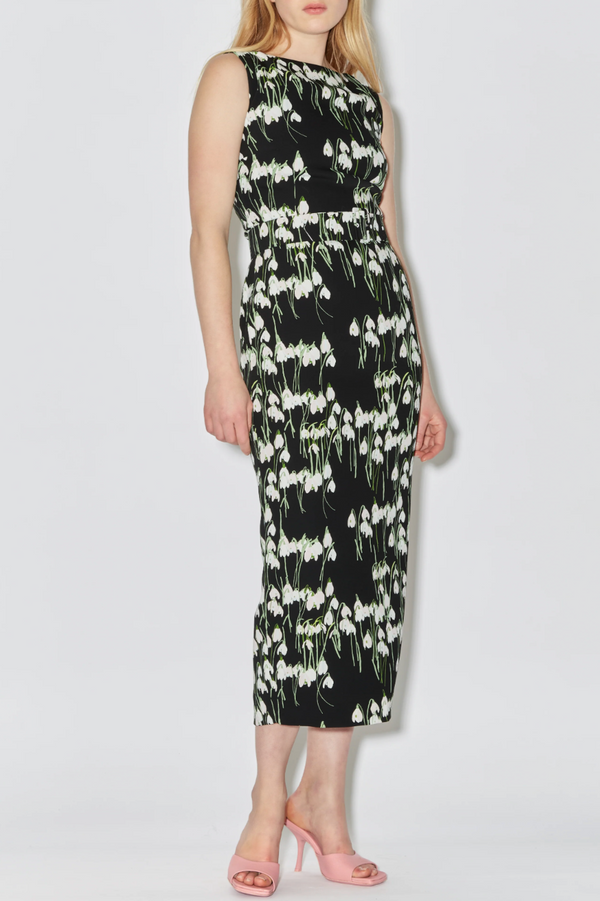 Lucille Midi Dress - Black Snowdrop