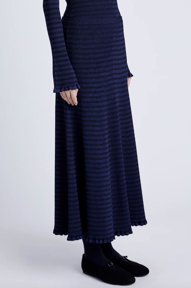 Phyllis Turtleneck in Geo Knits - Navy/Black