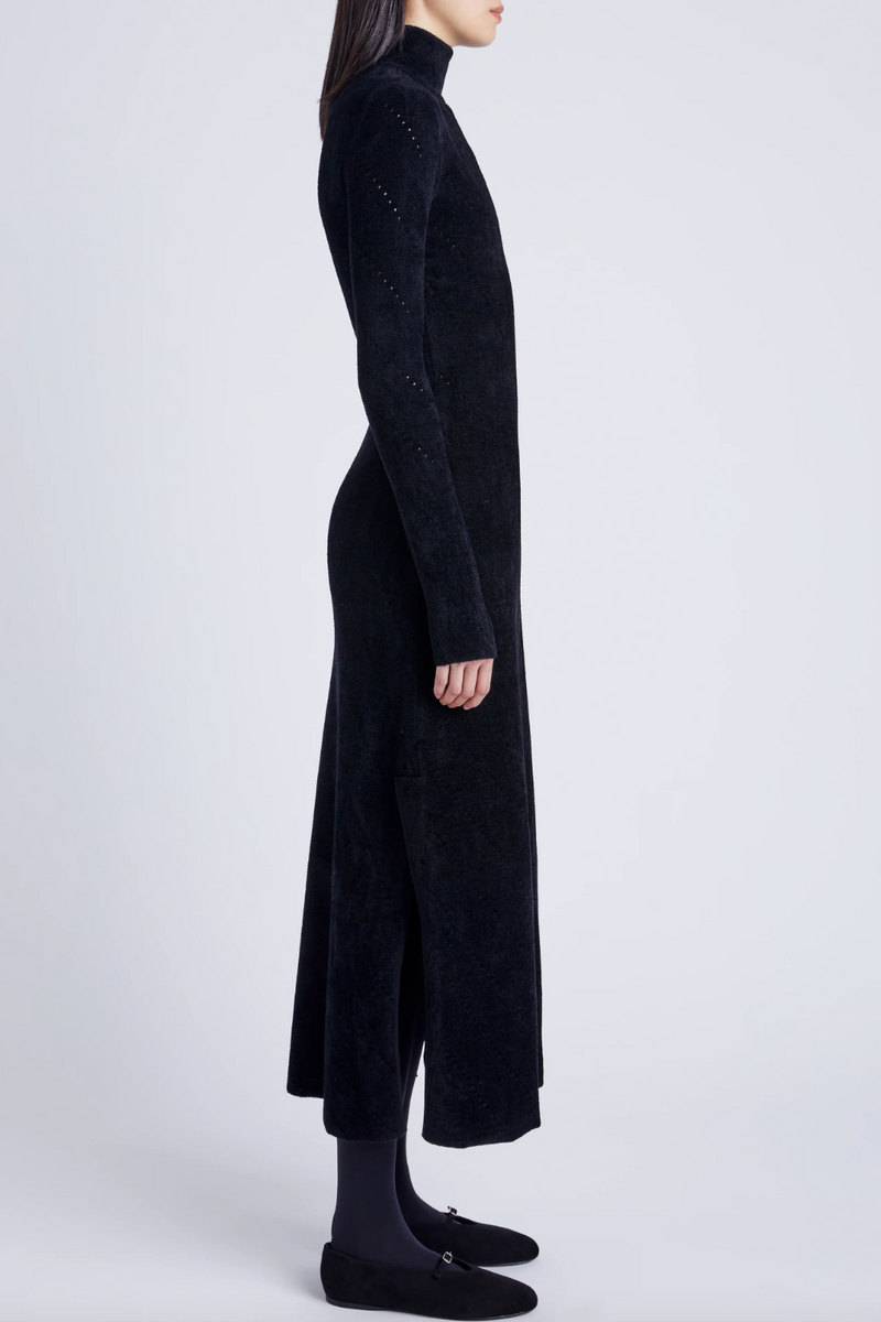 Jude Knit Dress in Chenille - Black