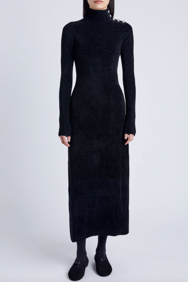 Jude Knit Dress in Chenille - Black