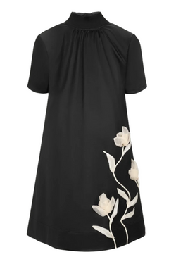 Mini Ilana Dress in Satin - Black/Floral