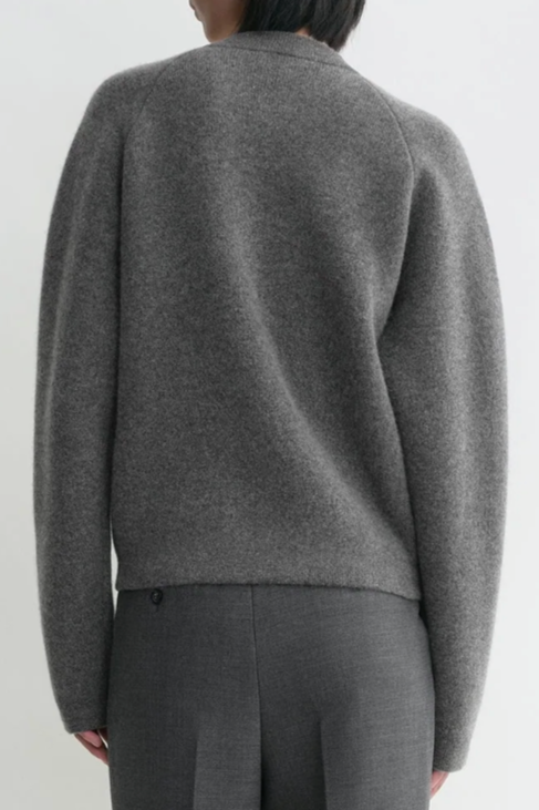Hammered Button Cardigan - Grey Melange