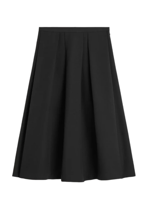 Wool Silk Twinflower Skirt - Black