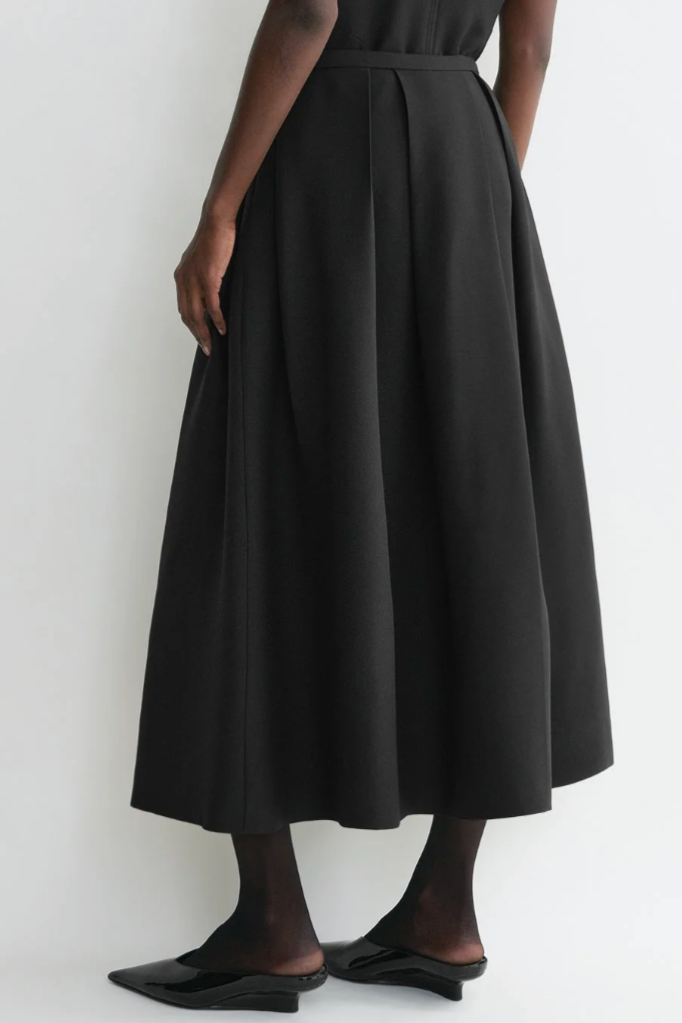 Wool Silk Twinflower Skirt - Black