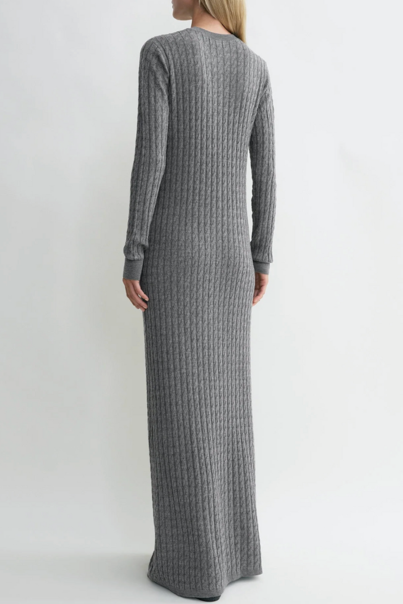 Cable Knit Dress - Grey Melange