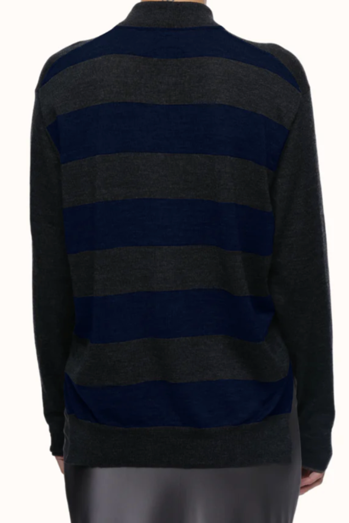 Cass Collar Sweater in Merino - Charcoal