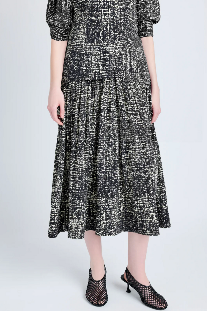 Harlow Dress in Printed Viscose Crepe - Black Multi