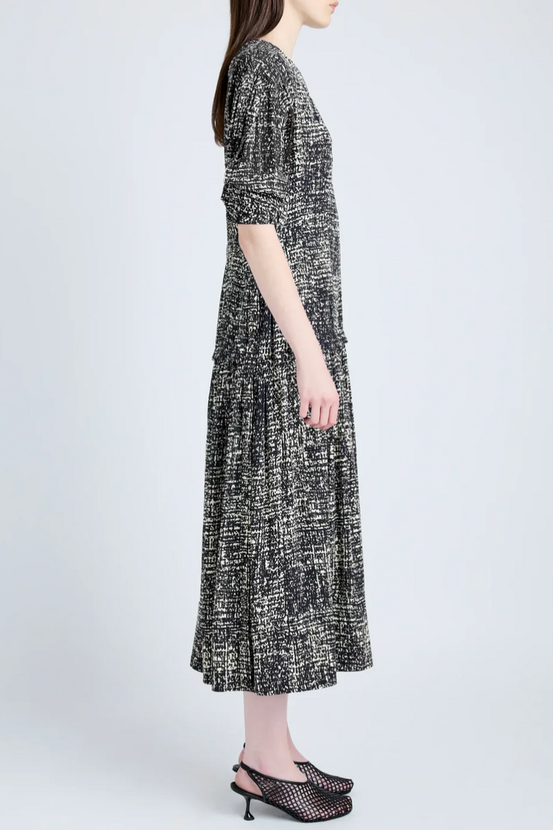 Harlow Dress in Printed Viscose Crepe - Black Multi