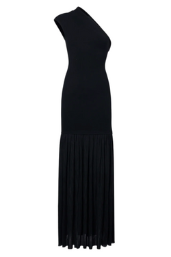 Cora Dress in Pleated Crepe Chiffon - Black