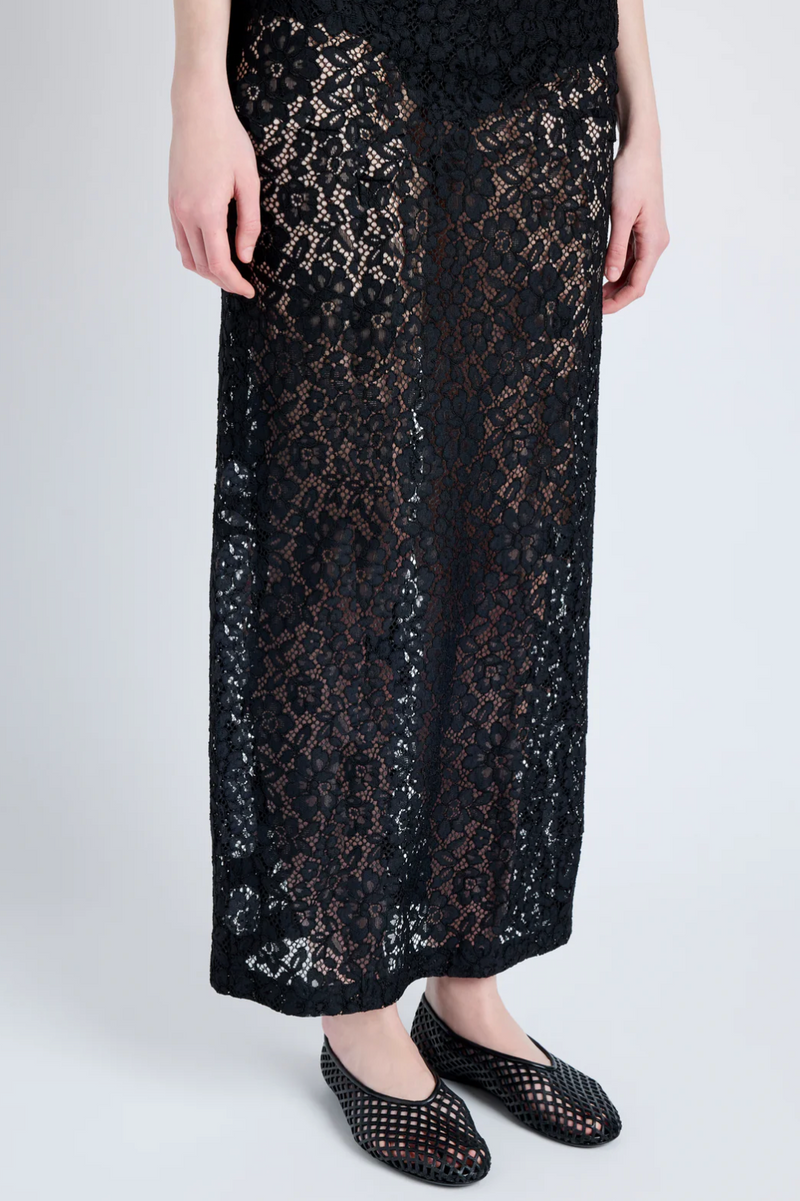 Jasmine Skirt in Stretch Lace - Black