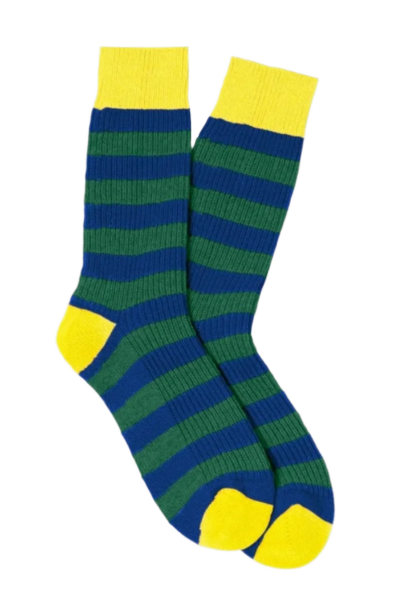 Striped Soft Socks - Cobalt/Rainforest/Lemon