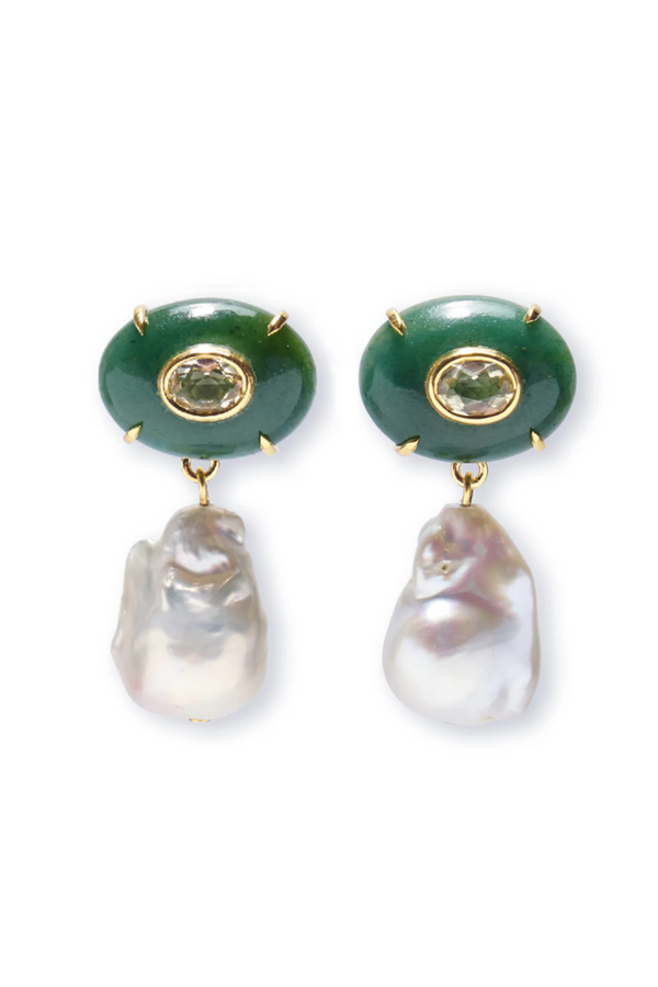 Plaza Pearl Earrings - Jade Green