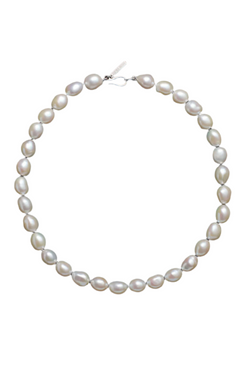 Simple Baroque Pearl Collar - Silver/Pearl