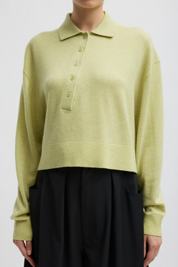 Washable Cashmere Polo Sweater - Light Green