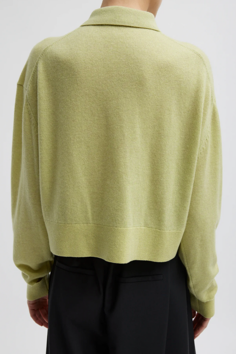 Washable Cashmere Polo Sweater - Light Green