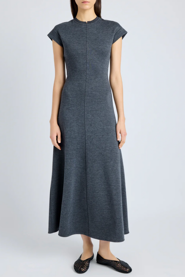 Melanie Dress in Souffle Rib - Dark Grey Melange