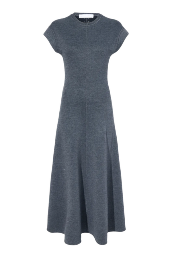 Melanie Dress in Souffle Rib - Dark Grey Melange