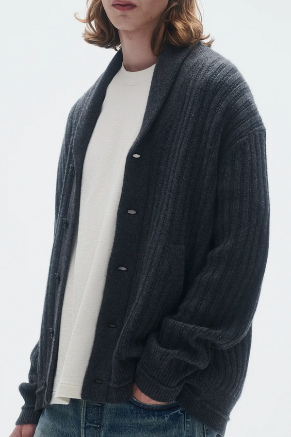 Varsity Cardigan - Charcoal