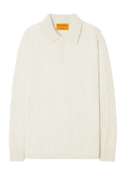 Theo Cashmere Waffle Polo - Cream