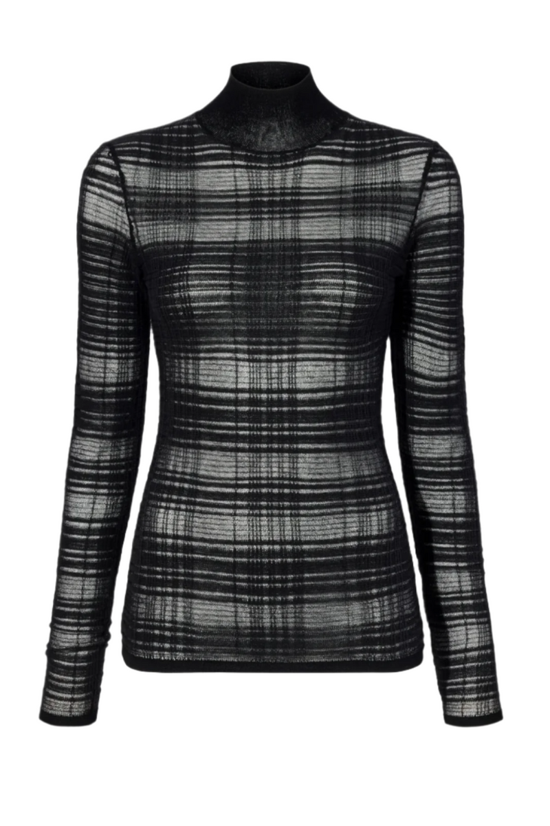 Stefanie Sweater in Plaid Knits - Black