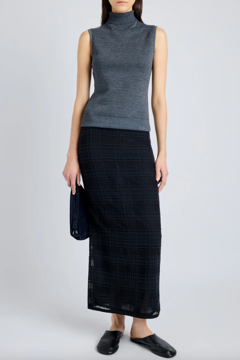 Elsa Skirt in Plaid Knits - Black